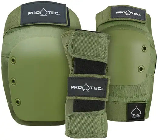 Pro-Tec Street Adult 3-Pack Pad Set Green and Black with Checkers
