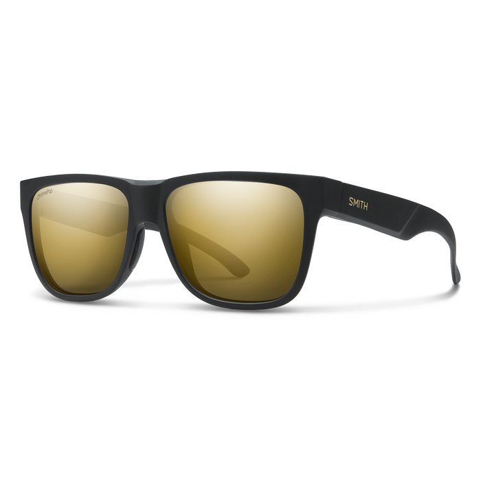Smith Lowdown 2 Sunglasses Matte Black Gold Frame ChromaPop Polarized Black Gold Lens