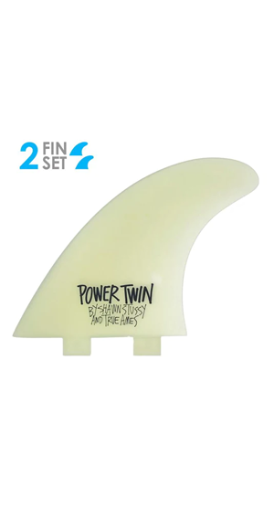 True Ames Stussy Power FCS Twin Fin Set Clear