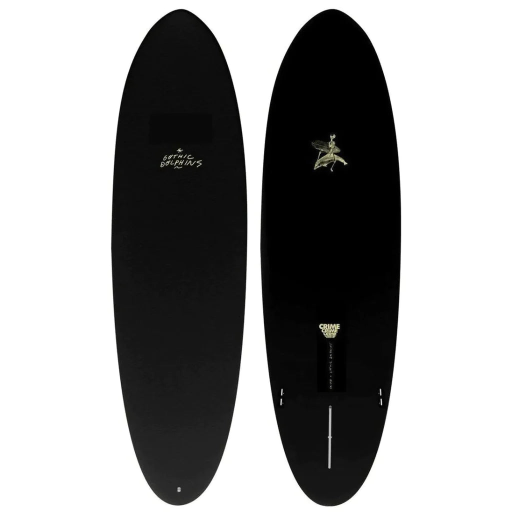 Crime 6'6 Gothic Dolphins Black Surfboard