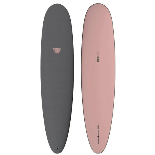 Crime 8'0 Stubby Primer and Pink Surfboard